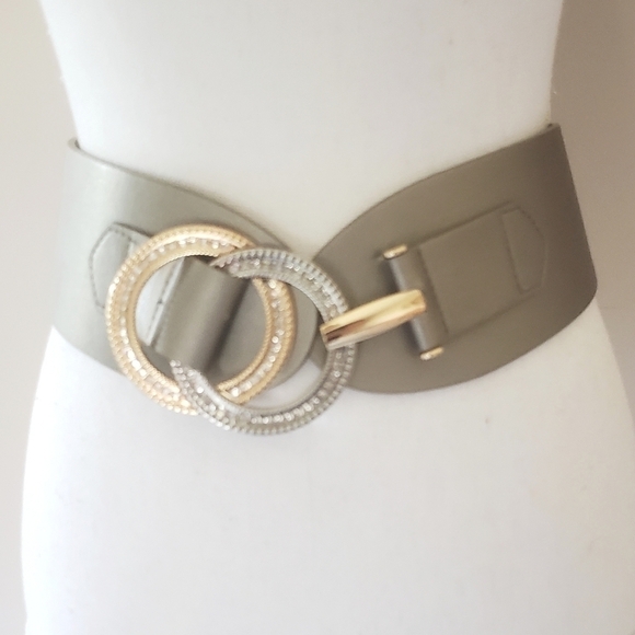 𝅺NEW! I.N.C Double Ring Rhinestone Stretch Belt S/M. - Picture 1 of 4